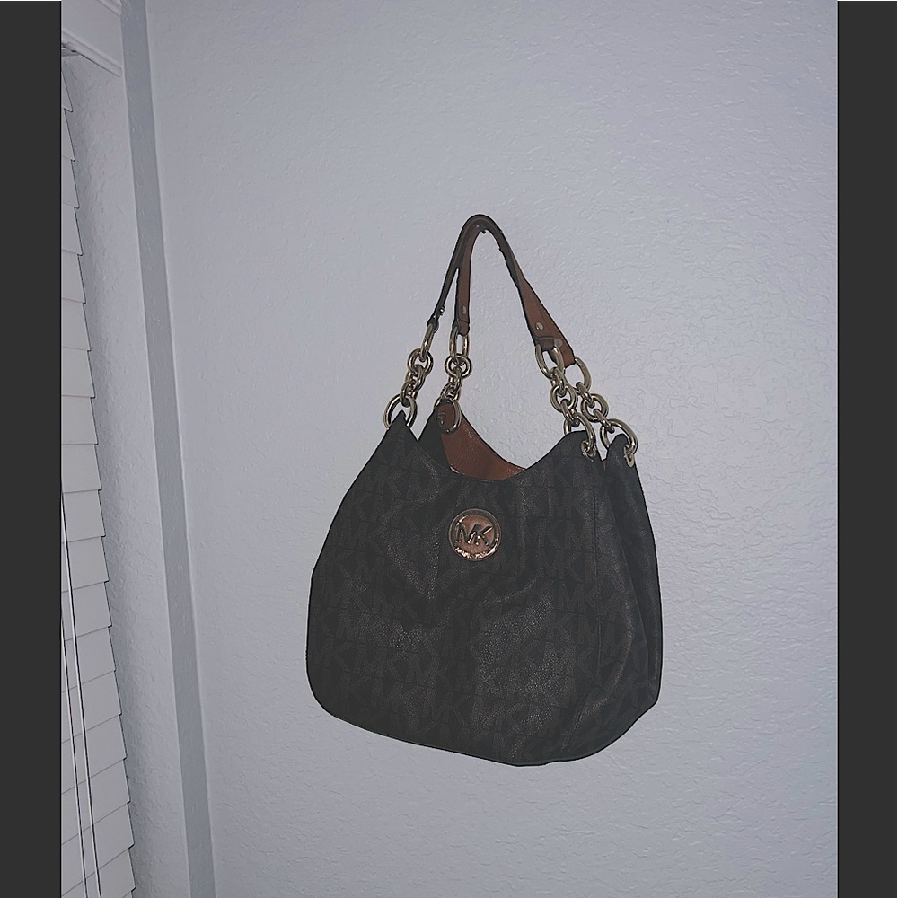 Michael Kors brown bucket shoulder bag